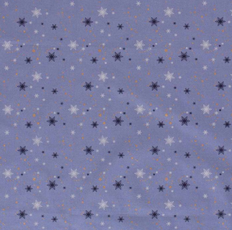 100% Cotton from Stitch It - Festive Blue - Snowflake on Indigo, per quarter piece