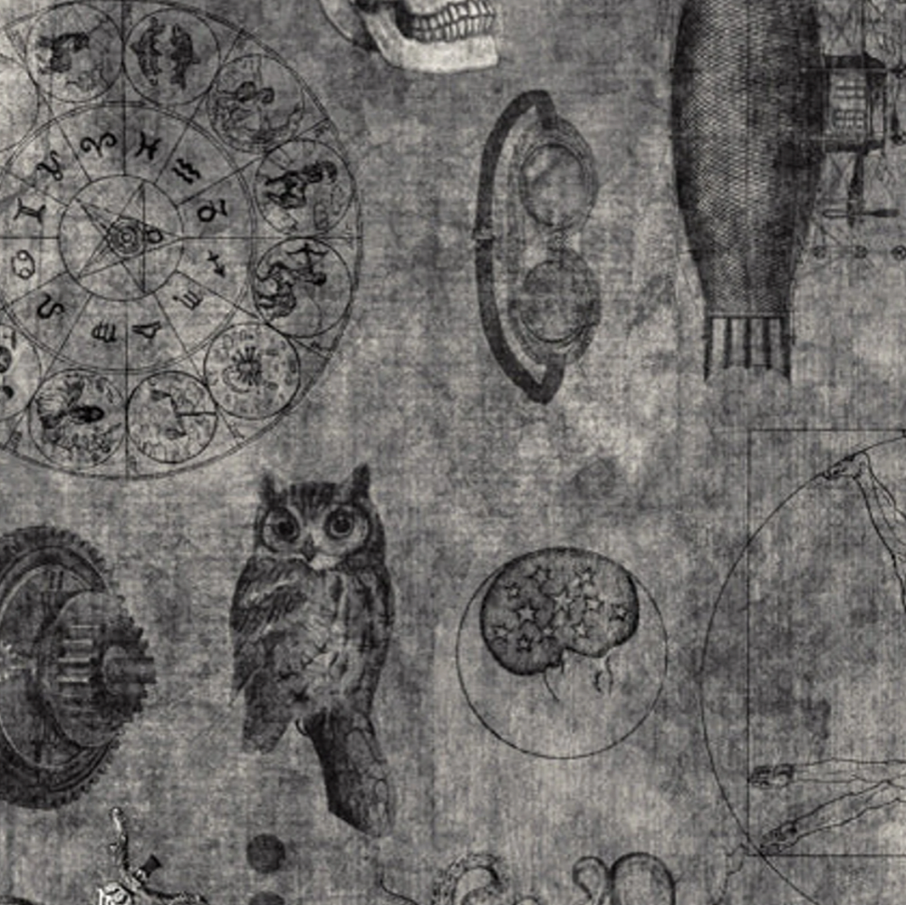 100%  Cotton from Quilting Treasures - Steampunk Adventures - Steampunk on Grey 29564-K, per fat quarter