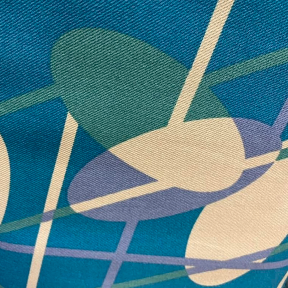 100% Premium Cotton Canvas - Tillisy - Retro in Blue/Lime,  58" wide - price per half metre