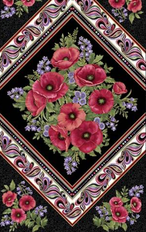 100%  Cotton from Littondale - 13161M-12 Col Black, PER PANEL