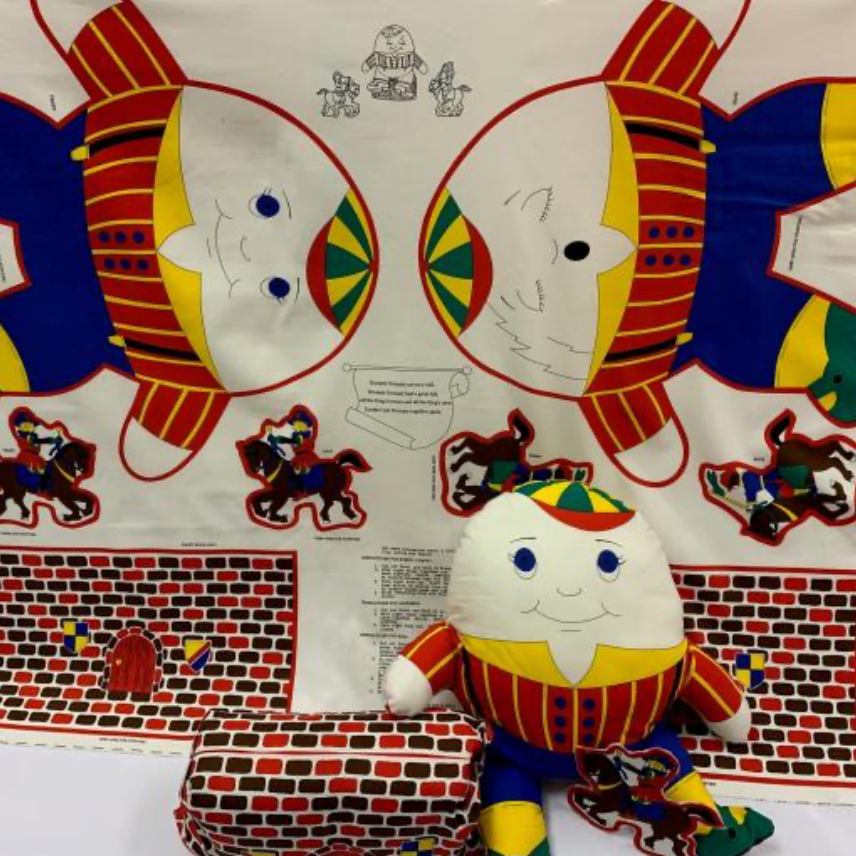 100%  Cotton fabric panel from  Littondale toy panel, Humpty Dumpty, 36" x 44" per panel