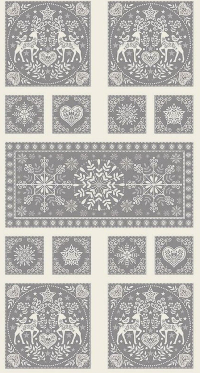 <!-- 4001-->Makower UK - Christmas cotton fabric Panel, Scandi Tabletop Pan