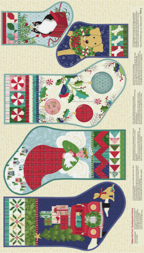 100% Cotton from Benartex - Better Not Pout Large Christmas Stocking Panel, panel