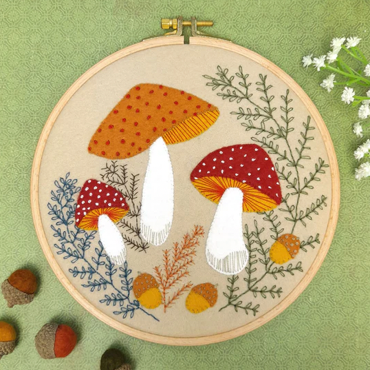  Felt Toadstools Appliqué Hoop Kit   by Corinne Lapierre