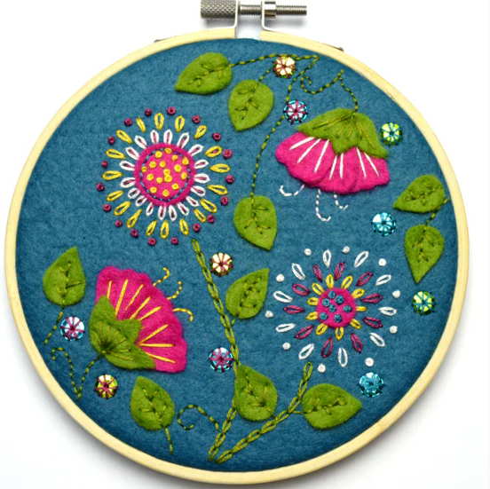 Tropical Flowers Felt Appliqué Hoop Kit   by Corinne Lapierre