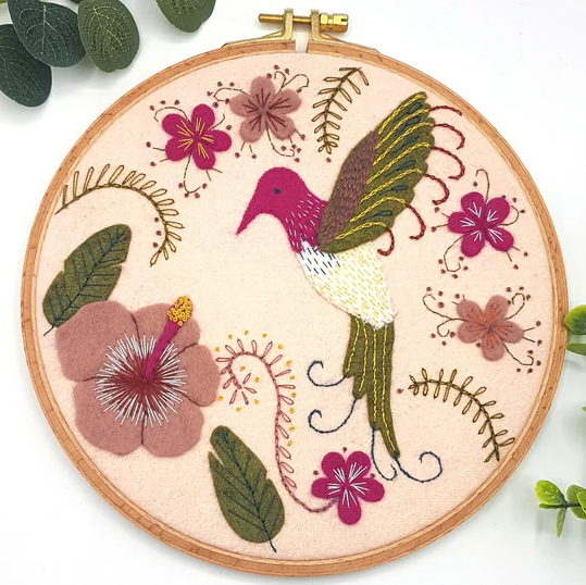  Hummingbird Felt Embroidery Hoop Kit   by Corinne Lapierre