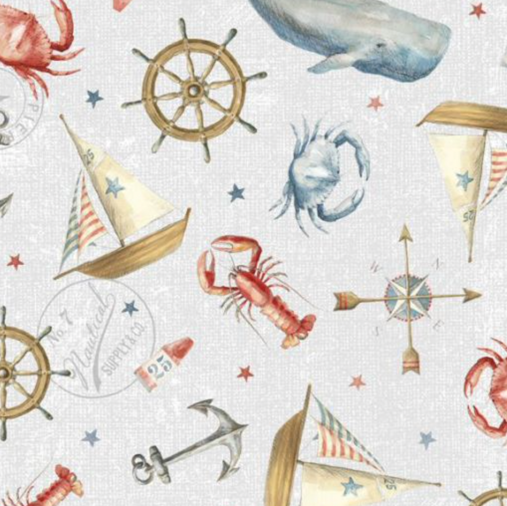 100% Cotton from Wilmington Prints - At The Helm - Nauticals Icons creams 89255/935 per fat quarter