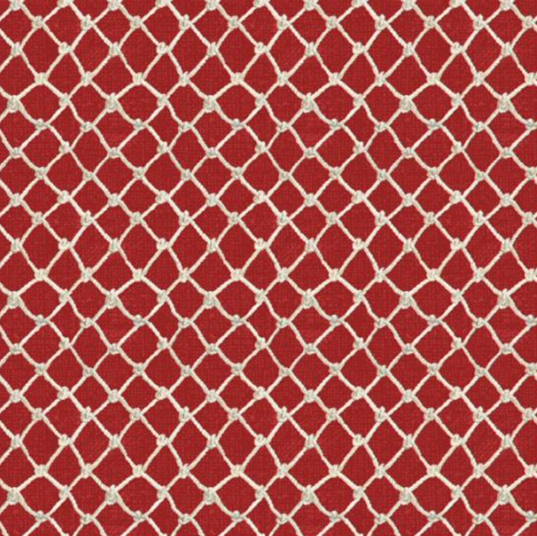 100% Cotton from Wilmington Prints USA - At The Helm - Rope/net on Red  89257/321 per fat quarter