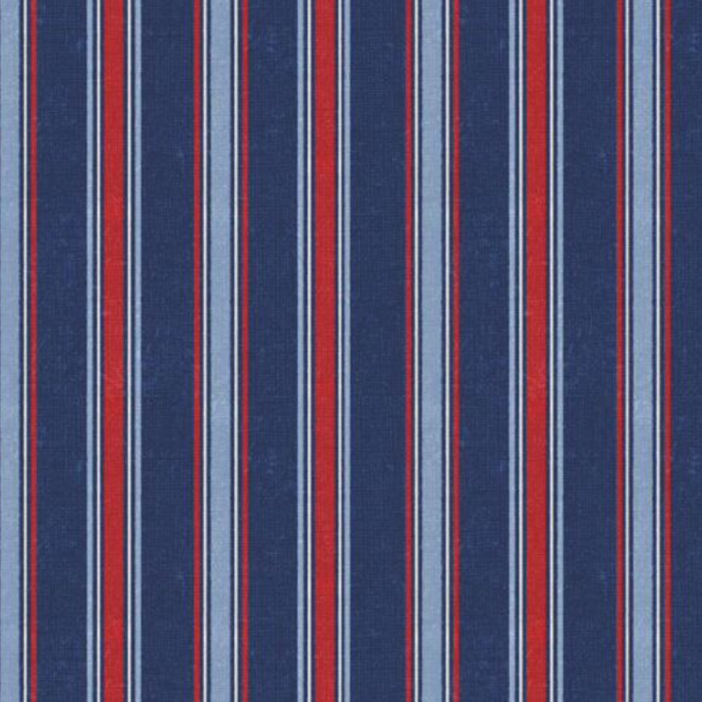 100% Cotton from Wilmington Prints - At The Helm - Multi stripe Dark Blue  89258/431 per fat quarter