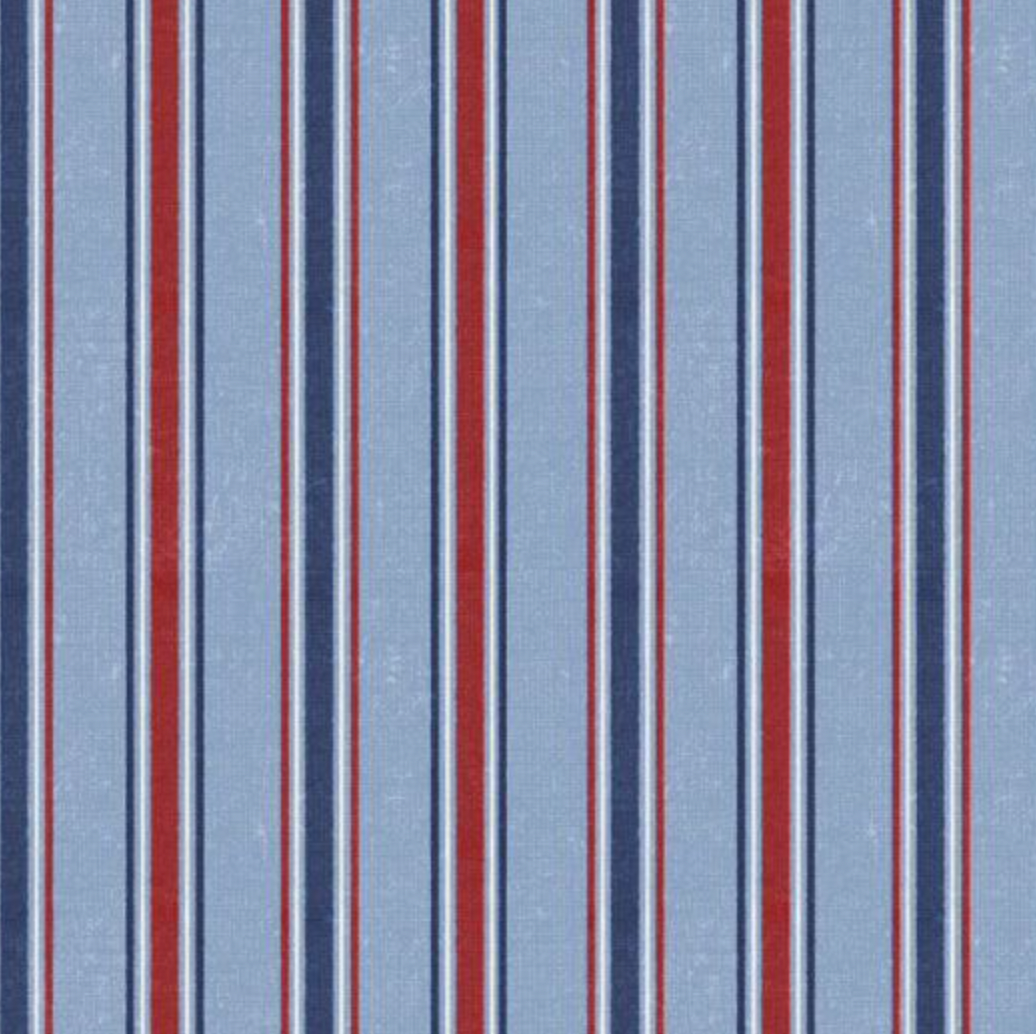 100% Cotton from Wilmington Prints - At The Helm - Multi stripe Light Blue  89258/430 per fat quarter