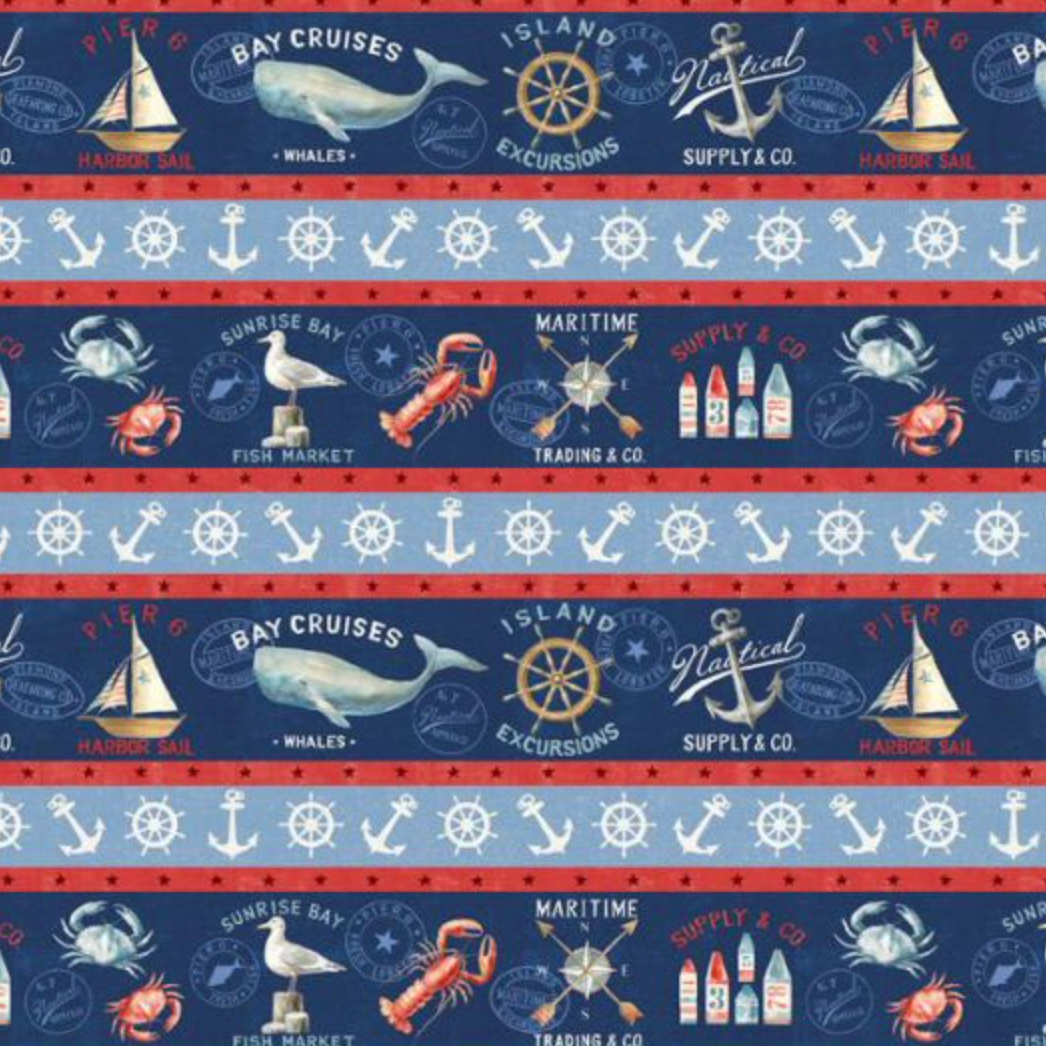 100% Cotton from Wilmington Prints - At The Helm - Repeating Stripe  89254/431 per fat quarter