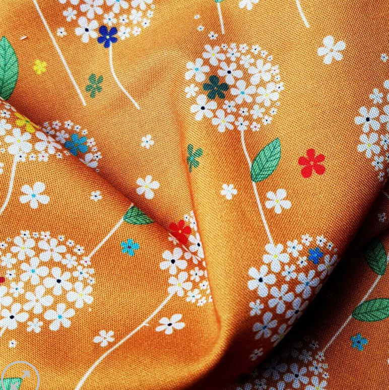 100% Cotton from Sark Textiles - Flower Balloon, Yellow/White - C1930 , per fat quarter