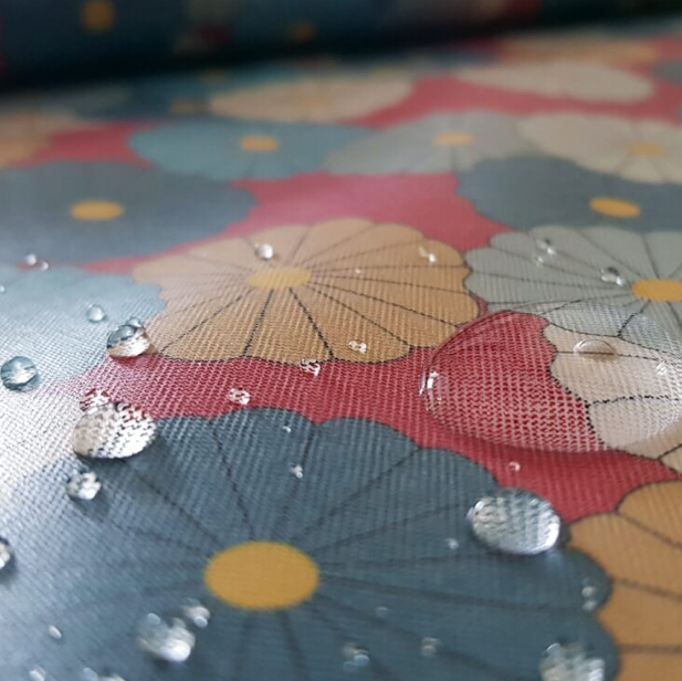 100% Cotton - Eco Laminated  - Waterproof fabric from Sark Textiles - Flowerello, Red, 1931-5,  per fat quarter