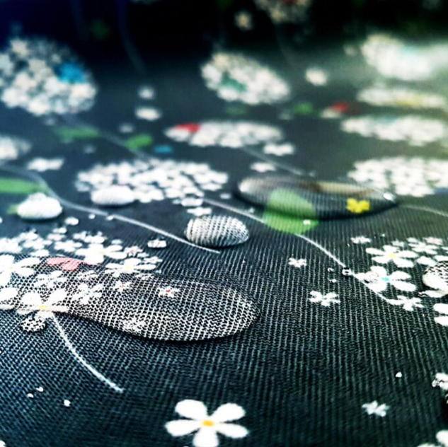 100% Cotton - Eco Laminated  - Waterproof fabric from Sark Textiles - Flower Balloon , Black, 1930-01,  per fat quarter