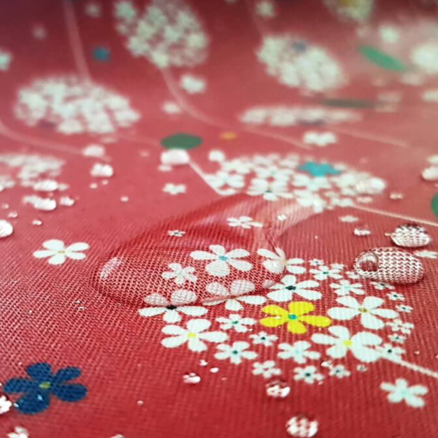 100% Cotton - Eco Laminated  - Waterproof fabric from Sark Textiles - Flower Balloon , Red, 1930-04,  per fat quarter