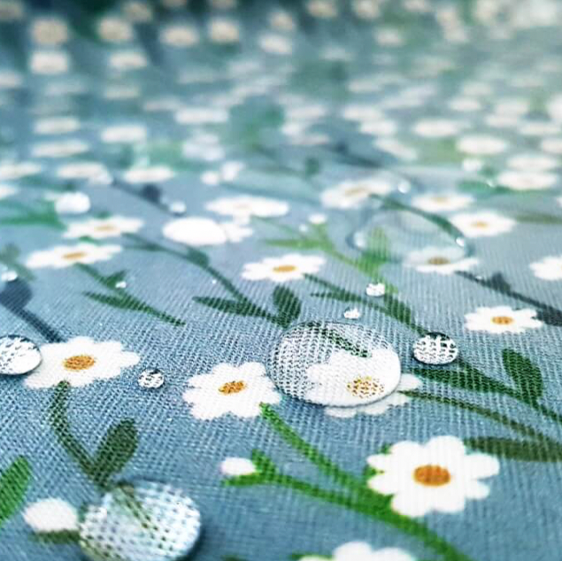 100% Cotton - Eco Laminated  - Waterproof fabric from Sark Textiles - Daisy, Grey, 1928-2,  per fat quarter