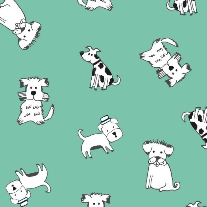 100% Cotton - Eco Laminated  - Waterproof fabric from Sark Textiles - Doggies, Turquoise, 1915-1,  per fat quarter
