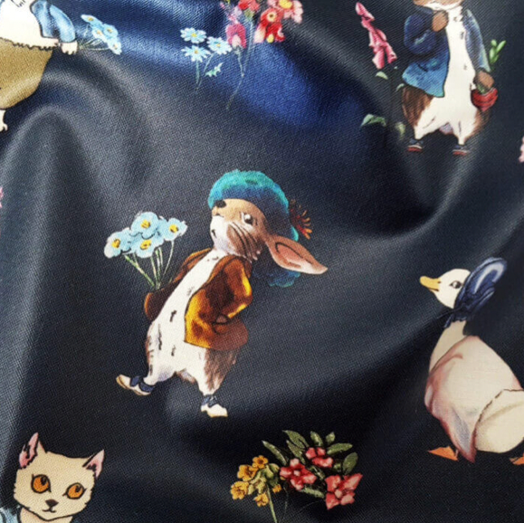 100% Cotton - Eco Laminated  - Waterproof fabric from Sark Textiles -Rabbity, Navy, 2017-3,  per fat quarter