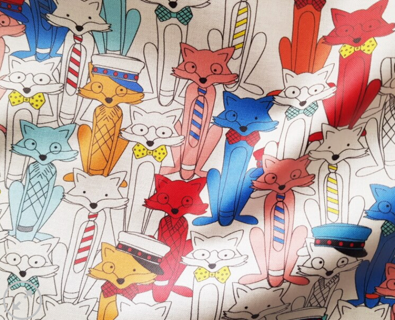 100% Cotton - Eco Laminated  - Waterproof fabric from Sark Textiles - Crazy Fox, White, 2005-4,  per fat quarter