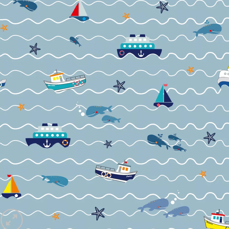 100% Cotton - Eco Laminated  - Waterproof fabric from Sark Textiles - Sea Boats, Blue, 2031-2,  per fat quarter