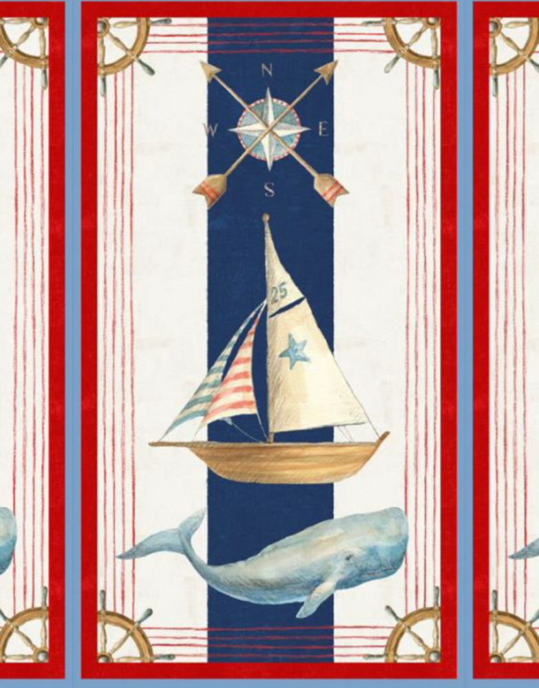 100% Cotton from Wilmington Prints - At The Helm - Nautical Panel  89253/143 per panel