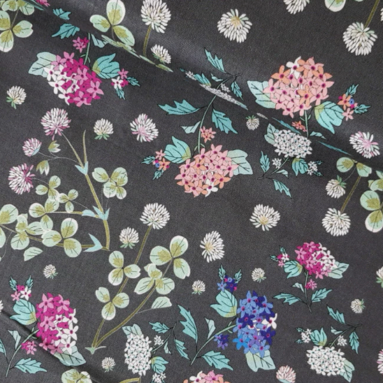 Viscose from Sark Textiles - Shamrock Hydrangea,2023-3, Grey,  PER HALF METRE