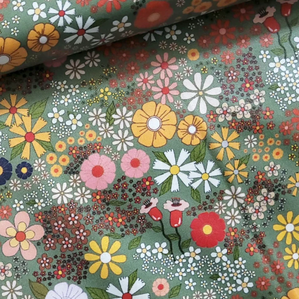 Viscose from Sark Textiles - Joyful Bloom, 2210-1, Green,  per half metre