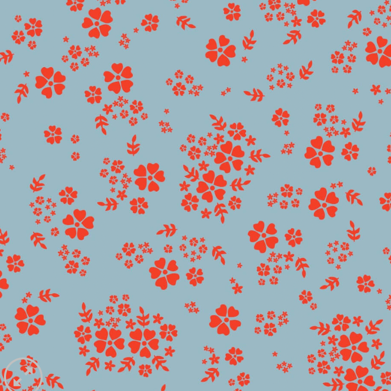 100% Cotton - Eco Laminated  - Waterproof fabric from Sark Textiles - Maisie, Blue & Red, 1938-5,  per fat quarter