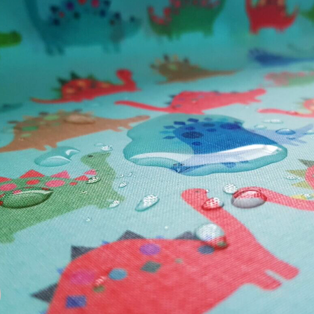 100% Cotton - Eco Laminated  - Waterproof fabric from Sark Textiles - Dino, Light Blue, 1911-5,  per fat quarter