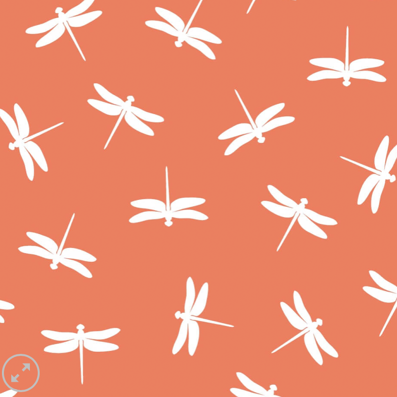 100% Cotton - Eco Laminated  - Waterproof fabric from Sark Textiles - Dragonflies, Orange, 1916-1,  per fat quarter