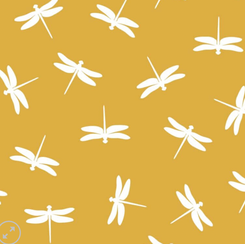 100% Cotton - Eco Laminated  - Waterproof fabric from Sark Textiles - Dragonflies, Yellow, 1916-3,  per fat quarter