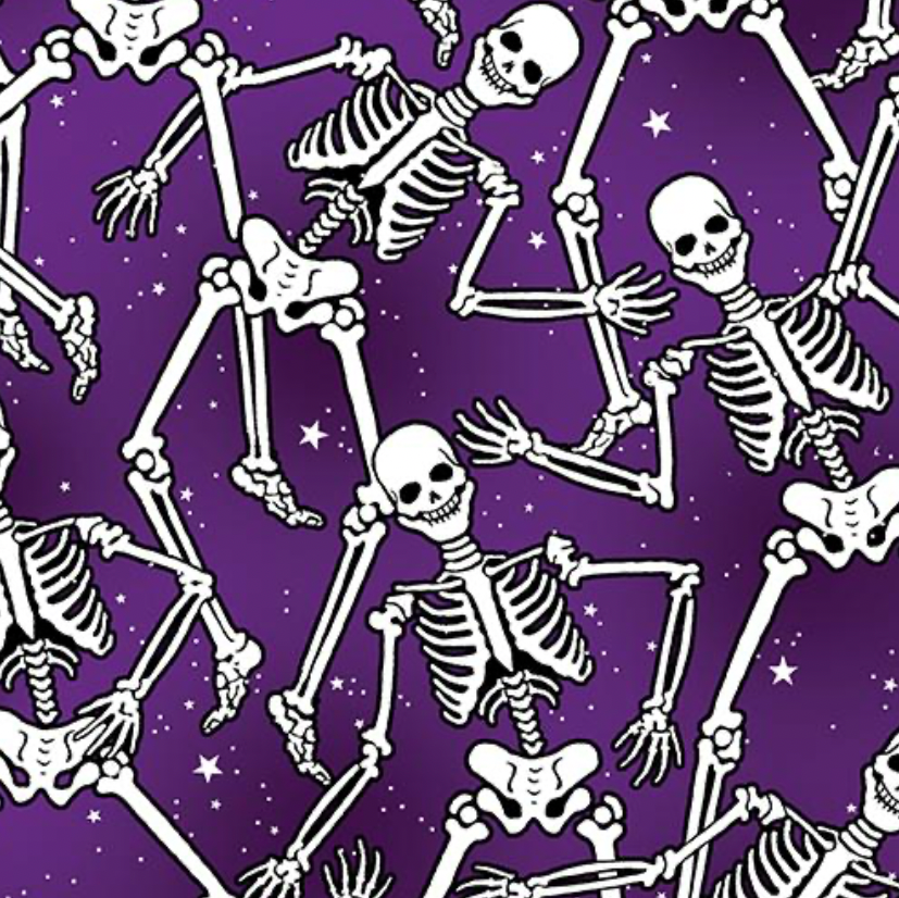 100% Cotton from Kanvas in association with Benartex  - Halloween spirit fabric collection - skeleton crew, per fat quarter
