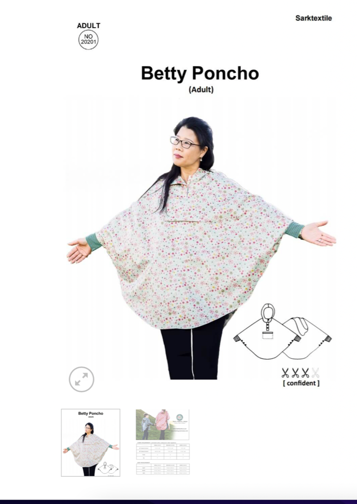  Paper Pattern from Sark Textiles, Betty's Poncho, various sizes