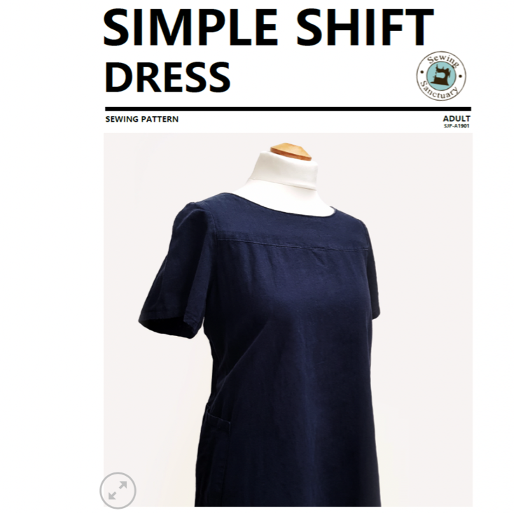  Paper Pattern from Sark Textiles, Simple Shift Dress, Paper Pattern, various sizes