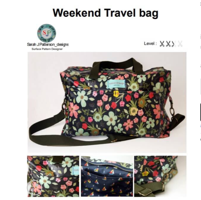 Paper Pattern from Sark Textiles, Weekend Travel Bag