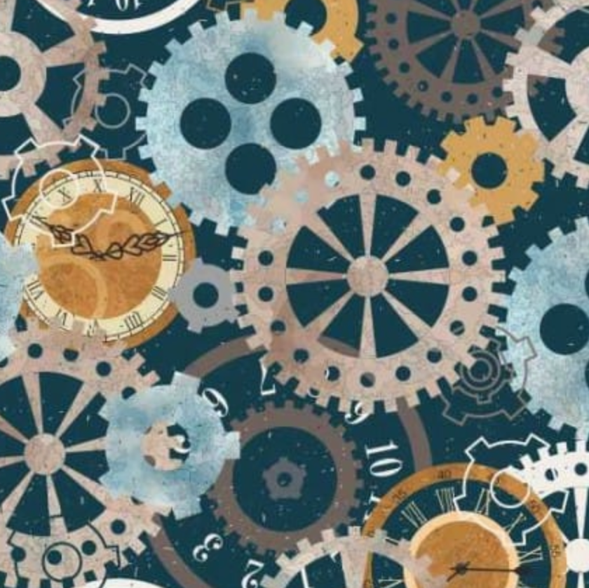 100%  Cotton from Nutex - Steampunk Clock Faces, per fat quarter