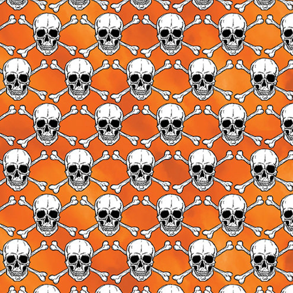 100% Cotton from Kanvas in association with Benartex  - Halloween spirit fabric collection - skulls, per fat quarter