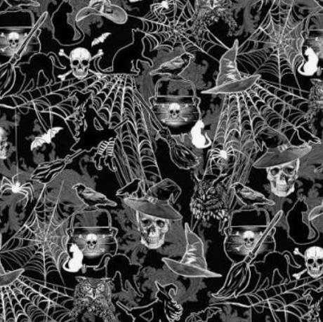 100% Cotton from Kanvas in association with Benartex  - Halloween spirit fabric collection - fright night, per fat quarter