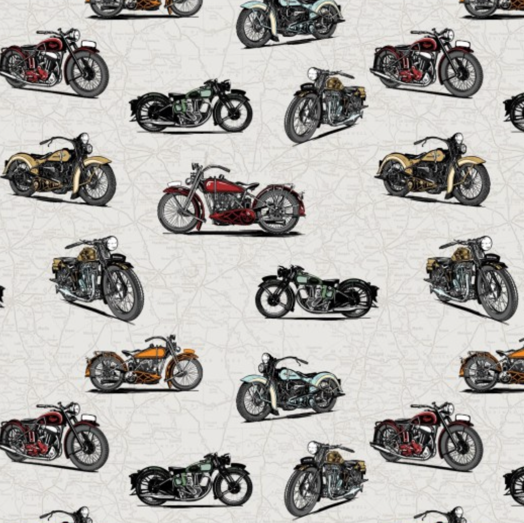 100% Cotton from Nutex - Live to Ride - Scattered Linen - Col 102 , on Cream, per fat quarter