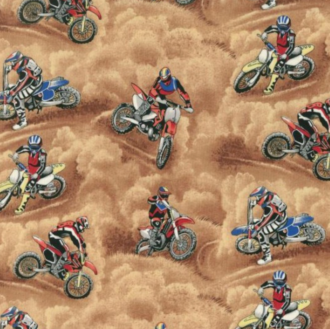 100% Cotton from Nutex - Motorcross - Col 101  Beige, per fat quarter