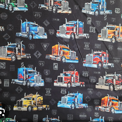 100%  Cotton by Quilting Treasures - Heavy Metal Trucks by Dan Morris , per fat quarter