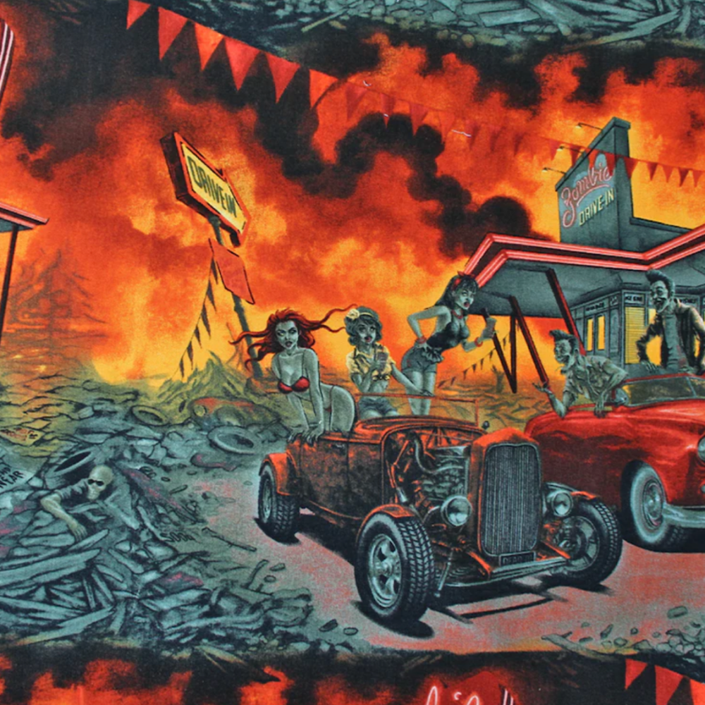 100%  Cotton by Alexander Henry Fabrics - Zombi Drive-in, per half metre