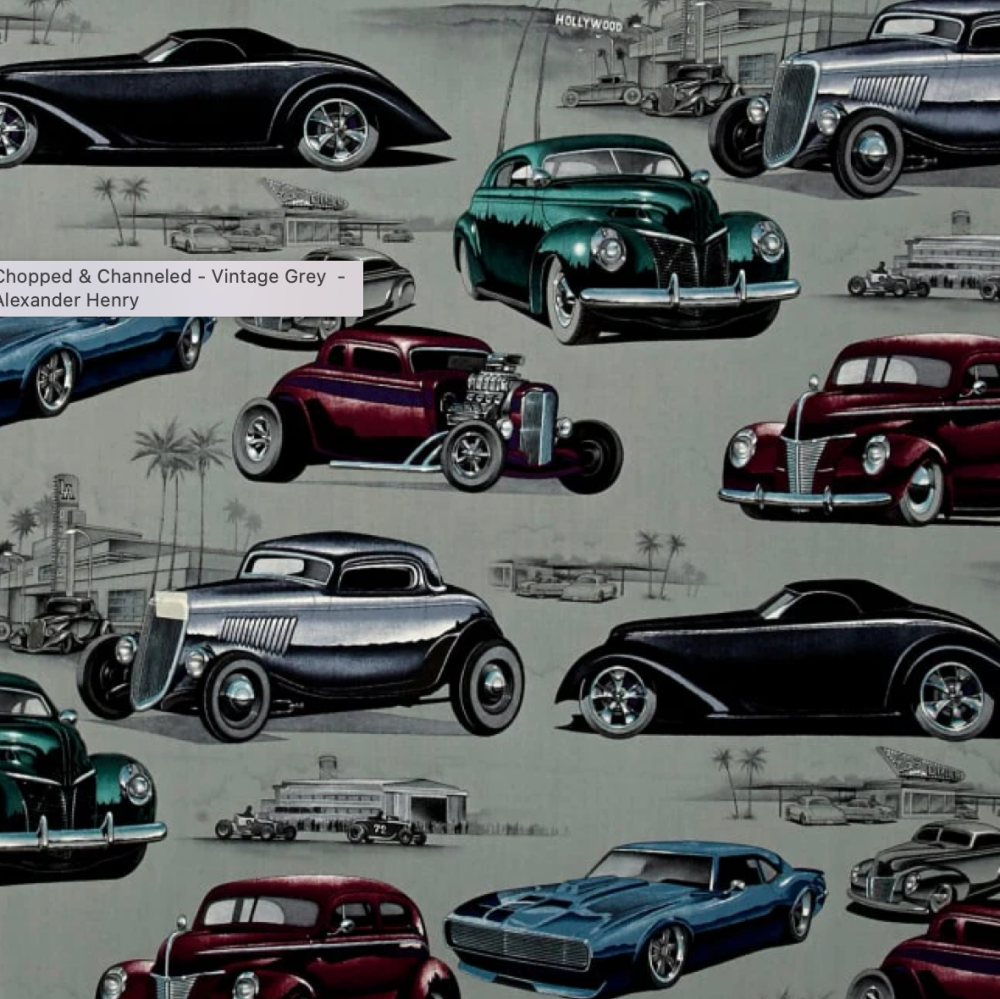 100%  Cotton by Alexander Henry Fabrics - Chopped and Channeled, Vintage Grey, per half metre