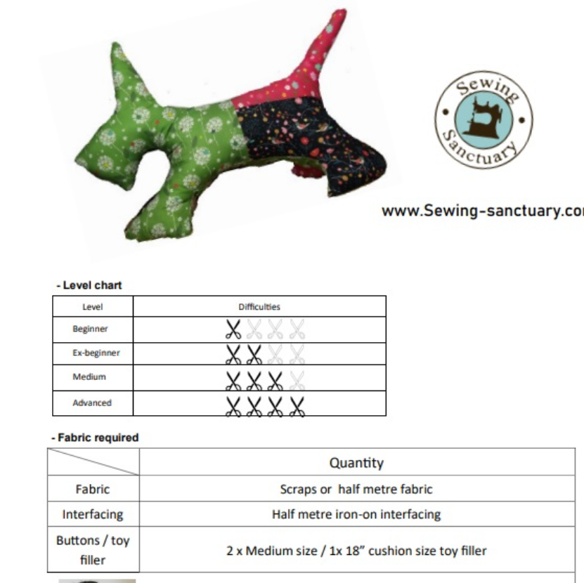  Paper pattern from Sark Textiles, Coinneach, dog, Paper Pattern, fabric required,