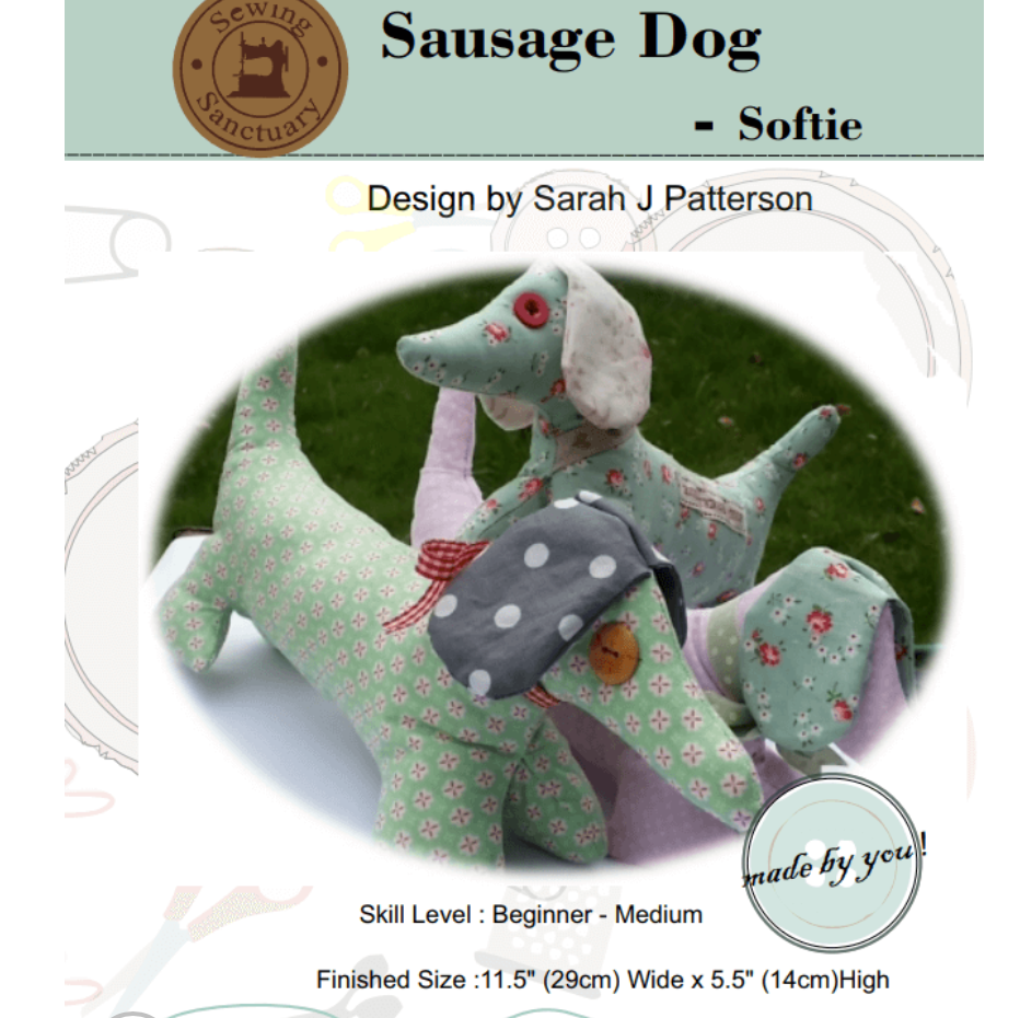 Paper Pattern from Sark Textiles,Sausage Dog - softie