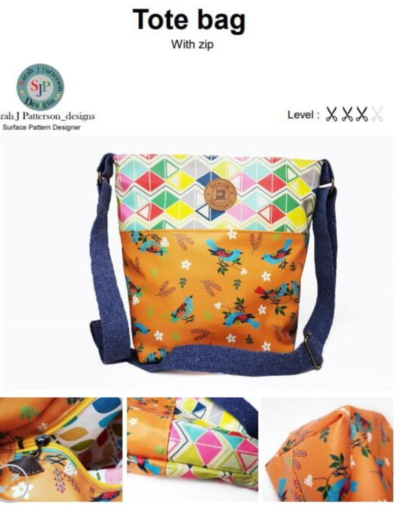 Paper Pattern from Sark Textiles, Tote bag with zip