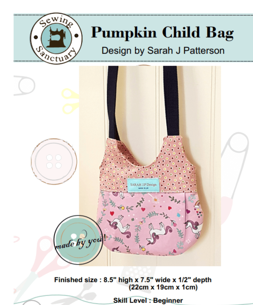 Paper Pattern from Sark Textiles, Pumpkin child bag