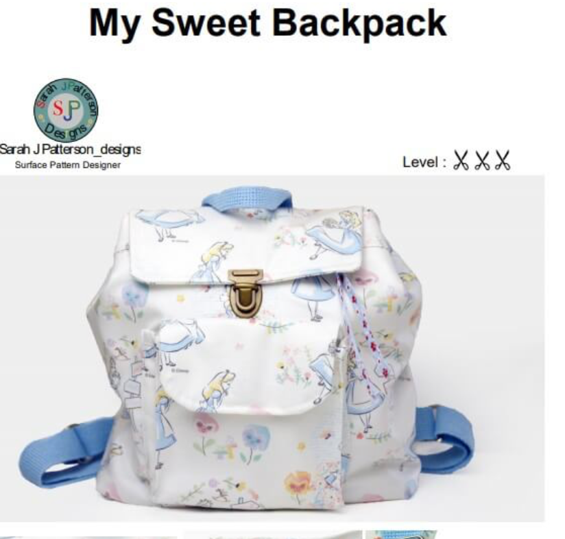  Paper pattern from Sark Textiles, My Sweet Backpack,