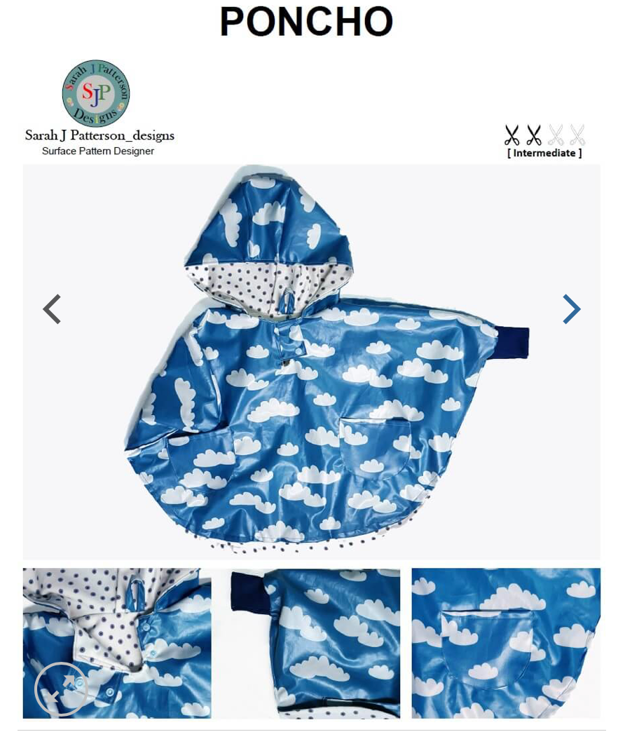  Paper Pattern from Sark Textiles, Childs Poncho,  various sizes