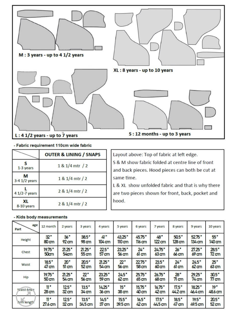  Paper Pattern from Sark Textiles, Childs Poncho,  various sizes